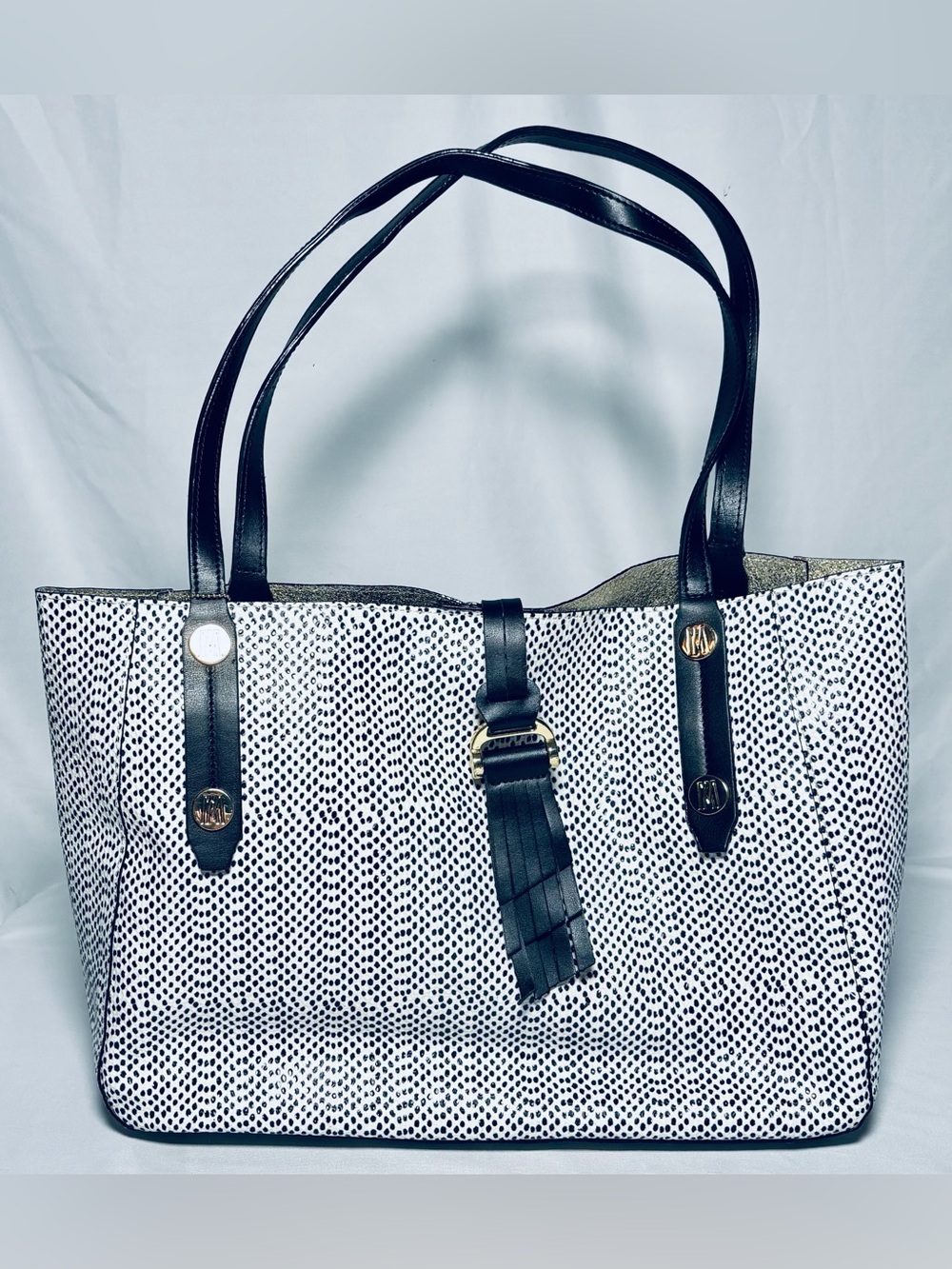 Antonio Melani Large Reptile Dot Tote Bag w Large Clutch Bag Leather Luxury Chic